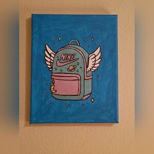 Nike Backpack With Wings Acrylic Painting On Canvas Wall Decor 8x10"